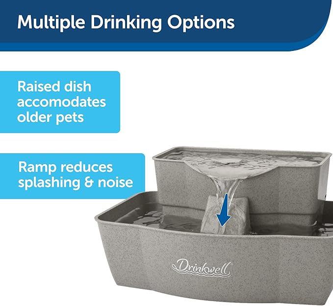 PetSafe Multi-Tier Pet Fountain – Large Waterer Great for Cats and Dogs – 2 Heights to Drink from – Great for Senior Pets – 100 Oz Water Capacity – Fresh, Filtered Water - PAWPICO