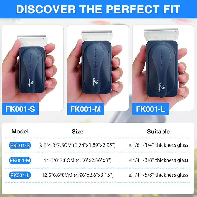 Aquarium Strong Magnetic Glass Cleaner Brush, Fish Tank Algae Magnet Cleaning Tool with 2 Detachable Scrapers, Mag Float Scrubber for 0.25-0.375Inch Glass and Acrylic Tanks fishkeeper