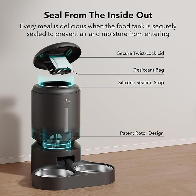 PETLIBRO Automatic Cat Feeder for 2 Cats, 5G WiFi Cat Food Dispenser with APP Remote Feeding, 5L Timed Automatic Dog Feeder, 1-10 Meals/Day, 10s Meal Call, Dual Trays Pet Feeder for Cat, Dog - PAWPICO