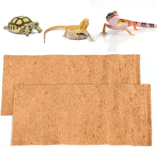 Tortoise Bedding Reptile Carpet Natural Coconut Fiber Mat 36" x 18" Carpet for Bearded Dragon 2 Pack Terrarium Carpet Terrarium Liner for Pet Lizard, Chameleon, Bearded Dragon, Iguana, Tortoise SISIPAILIFE