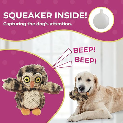 Dog Toy Tree with Hide and Seek Plush Toys, Owl Dog Toy, Dog Squeaky Toy, Puzzle Toy for Small and Medium Size Dogs, Dog Toy with Squeaker, Multipack Dog Toy (Tree with Owls, Large) - PAWPICO