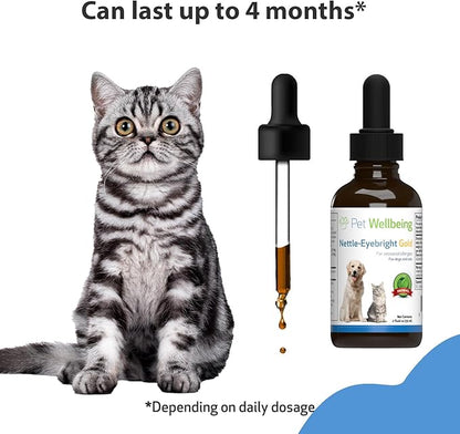 Pet Wellbeing Nettle-Eyebright Gold for Cats - Vet-Formulated - Seasonal Allergies, Hay Fever, Allergic Rhinitis - Natural Herbal Supplement 2 oz (59 ml) PetWellbeing