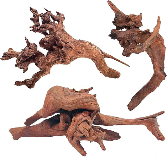 WDEFUN Natural Driftwood for Aquarium Decor, 3-Piece 7''-11'' Large Driftwood for Decorations on Fish Tank, Reptiles Bearded Dragon Accessories or Air Plants WDEFUN