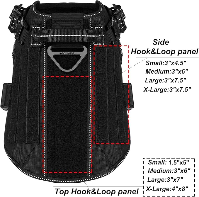 ICEFANG Tactical Dog Harness,Medium Size, 2X Metal Buckle,Working Dog MOLLE Vest with Handle,No Pulling Front Leash Clip,Hook and Loop Panel - PAWPICO