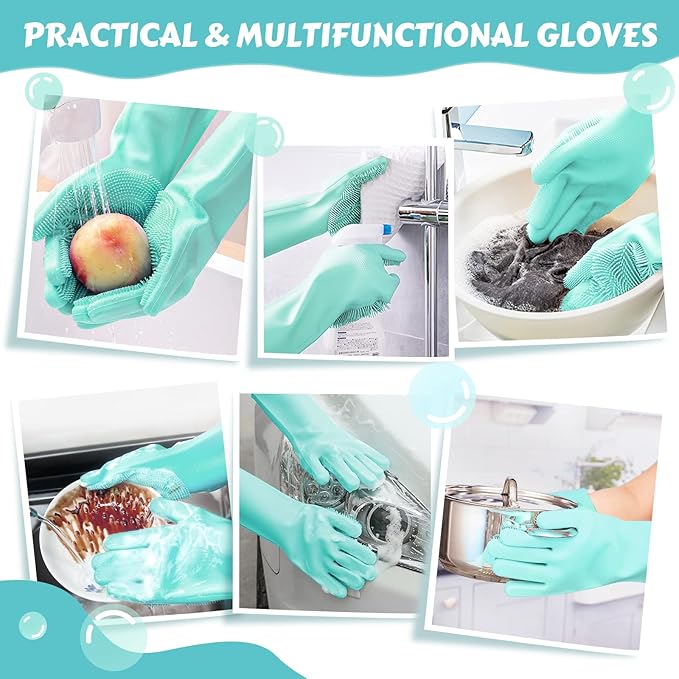 Pecute Heat Resistant Pet Grooming Gloves, Green, with High-Density Teeth, Silicone Bathing and Massaging Gloves for Dogs and Cats - PAWPICO