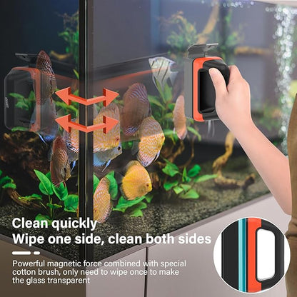 hygger Fish Tank Magnetic Glass Cleaner Two Detachable Algae Scraper for Aquarium Fish Tank，Floating Scrubber Brush Glass Algae Magnet Cleaning Tool for Small Aquariums Tank hygger