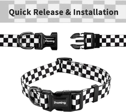 Ihoming Puppy Collar and Leash Set for Daily Outdoor Walking Running Training, Chess Board Design for Extra Small Boys Girls Dogs Cats Pets, XS-Up to 10LBS Ihoming