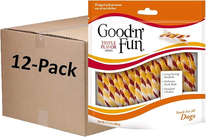 Good'n'Fun Good ‘N’ Fun Triple Flavor Twists, 70 Count (Pack of 12) - PAWPICO