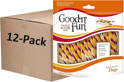 Good'n'Fun Good ‘N’ Fun Triple Flavor Twists, 70 Count (Pack of 12) - PAWPICO