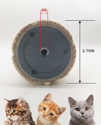 BNOSDM 4 Pcs M8 15”x2.75” Cat Tree Scratching Post Replacement Parts for Indoor Cats Tower Rope Scratch Poles Refill Jute Pole Part for Refurbishment Hemp Gray - PAWPICO