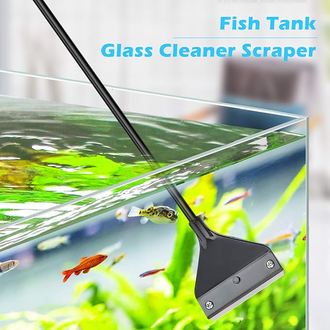 Algae Scraper for Glass Aquariums, Fish Tank Cleaner, Aquarium Algae Scrapers with 10 Stainless Steel Blades. Pronetcus