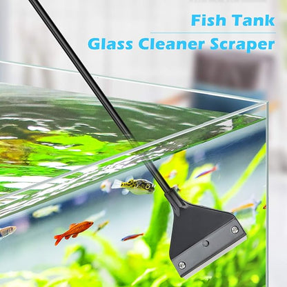 Algae Scraper for Glass Aquariums, Fish Tank Cleaner, Aquarium Algae Scrapers with 10 Stainless Steel Blades. Pronetcus