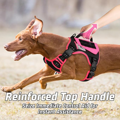 WINGOIN Tactical Dog Harness for Small Dogs, No Pull Harness with Handle Pockets Poop Bag, Reflective Dog Vest, Military Service Heavy Duty Big Dog Harness for Walking Hiking Training, Black Pink, S WINGOIN