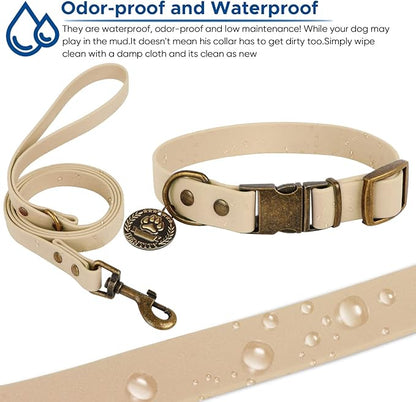 Wisedog Dog Collar and Leash Set Combo: Adjustable Pet Collars with Dog Leashes for Small Medium Large Dogs,includes 1 Bonus of Poop Bag Holder (XL(Collar:16"- 25.5";Leash:6 ft), Sand Color) WisedogPetSupplies