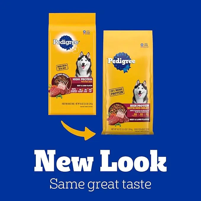 PEDIGREE High Protein Adult Dry Dog Food Beef and Lamb Flavor Dog Kibble, 3.5 lb. Bag - PAWPICO
