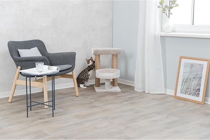 TRIXIE Isaba Scratching Post with Two Platforms, 2-Sisal Scratching Post, 24.5-inches Tall, Light Gray/Brown - PAWPICO