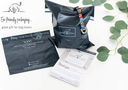 Lucky Love Dog Dog Collar, Leash Set Small, Medium, Large, Premium, Cute and Adjustable Collars for Male and Female Dogs, Winterblue Combo, Large LuckyLoveDog