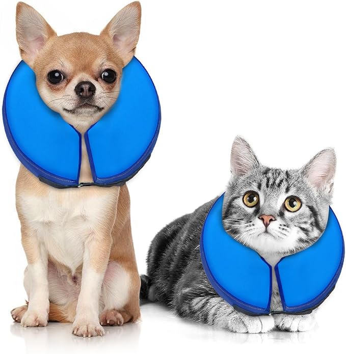 Dog Cone Collar for Small Medium Large Dogs for After Surgery, Pet Inflatable Neck Donut Collar Soft Protective Recovery Cone for Dogs and Cats-Alternative E Collar Does Not Block Vision-DarkBlue,XS MIDOG