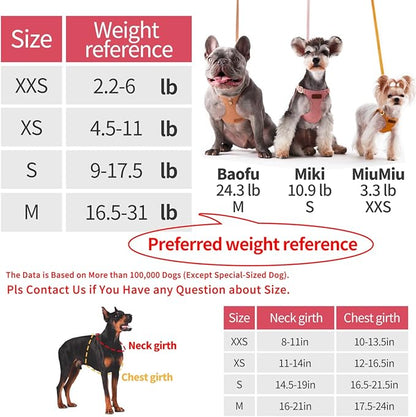 Puppytie No Pull Dog Harness with Multifunction Dog Leash,Soft Adjustable No Choke Escape Proof Pet Harness Vest for Medium Dogs or Large Dogs,red-Camellia,M Puppytie