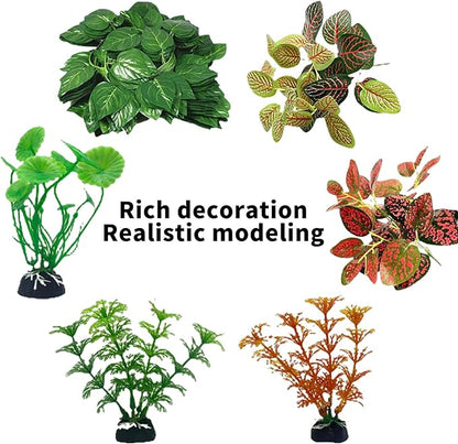 kathson 8 PCS Reptile Vines Plants Flexible Bendable Jungle Climbing Vine Terrarium Plastic Plant Leaves Pet Tank Habitat Decor for Bearded Dragons Lizards Geckos Snakes Frogs and More Reptiles kathson