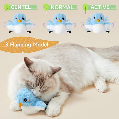 leafur Cat Toy Flapping Bird, Kitten Toys Touch Activated, Cat Enrichment Catnip Toys for Indoor Kitten (Mountain Bluebird Rechargeable) - PAWPICO