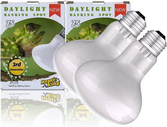 Reptile Heat Bulb Lamp, 2-Pack 75W Daylight Basking Spot, Bearded Dragon/Turtle/Lzard/Gecko Light Bulb, UVA Heat Lamp, Basking Light for Reptiles ReptiKing