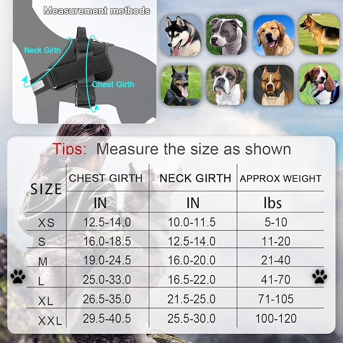 Bolux Dog Harness, No-Pull Reflective Dog Vest, Breathable Adjustable Pet Harness with Handle for Outdoor Walking - No More Pulling, Tugging or Choking (Black, L) Bolux