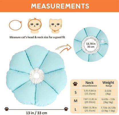 Avont Cat Cone Collar Soft, Adjustable Recovery E Collar Alternative for Cats Kittens Puppies, Elizabethan Neck Cone of Shame to Prevent Licking Biting After Surgery Protect Wounds -Blue(L) Avont