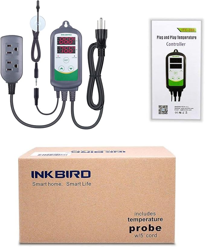 Inkbird ITC-308S Aquarium Heating and Cooling Dual Stage Temperature Controller Freshwater Saltwater Aquarium Tropical Fish Ornamental Shrimp Inkbird