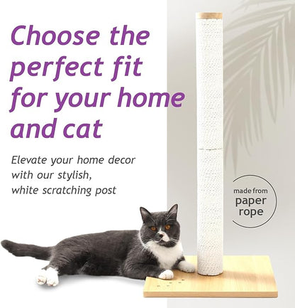 Necoichi 31.5” Tall Cat Scratching Post Kitten Scratcher Paper Rope Scratch Posts Trees with Hanging for Indoor Cats (31.5 inches for Adult Cats, Large, Oak) - PAWPICO