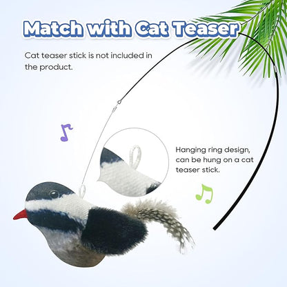 LEWISER Cat Toys Chirping Tit 2 Pcs with Catnip SilverVine, Suitable for Cat Wand Toys, Simulation Bird Design, Interactive Toys for Indoor Kitty Kitten Exercise, Orange and Black - PAWPICO