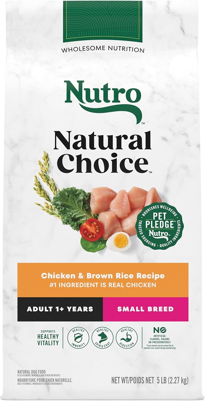Nutro Natural Choice Adult Small Breed Dry Dog Food, Chicken and Brown Rice, 5 lbs. - PAWPICO