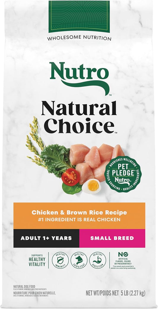 Nutro Natural Choice Adult Small Breed Dry Dog Food, Chicken and Brown Rice, 5 lbs. - PAWPICO