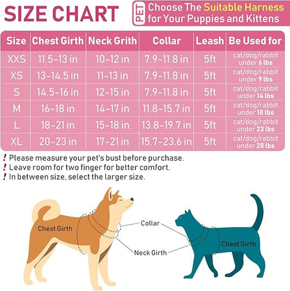 GAMUDA Small Pet Harness Collar and Leash Set, Step in No Chock No Pull Linen Fabric Soft Mesh Dog Vest Harnesses Reflective for Dogs Puppy Cats Kitten Rabbit (Pink, S) GAMUDACollarsCollection