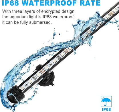 GreenSun Fish Tank Aquarium Light: Submersible Led Lamp - 15 Inch Waterproof Strip Spotlight with APP Control GreenSun