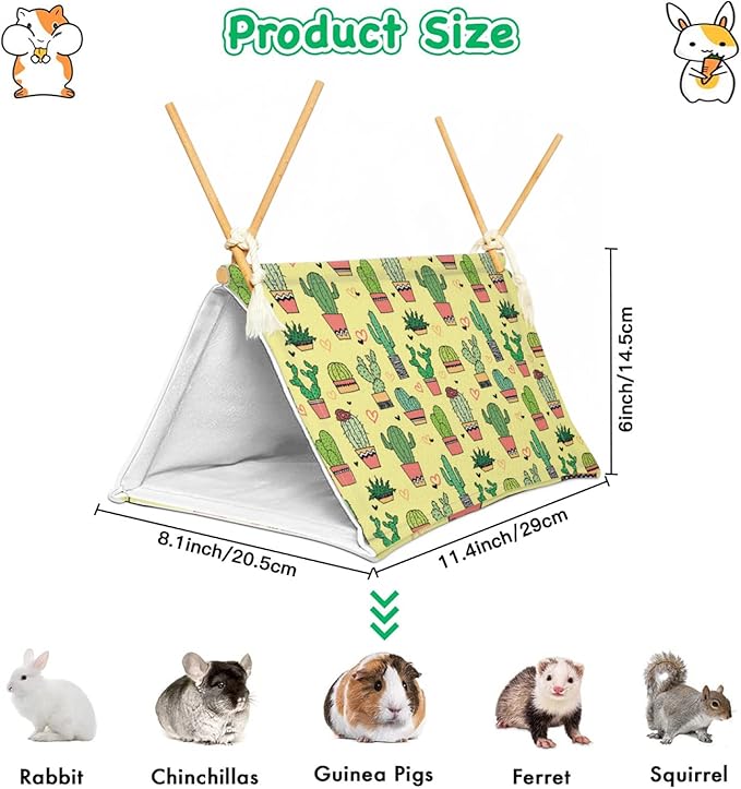 Bearded Dragon Tent Bed,Cactus Pattern Reptile Bearded Dragon cage/hides and Caves/Habitat Hideout… (Cactus 1) Aipush