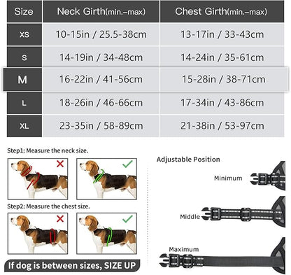 Timos Dog Harness Medium Sized, No Pull Dog Harness with Neck Lockable Snap,No Choke Front Clip Dog Reflective Harness,Adjustable Metal Rings 3 Buckles,Easy Control Handle for Medium Dogs Gray M Timos