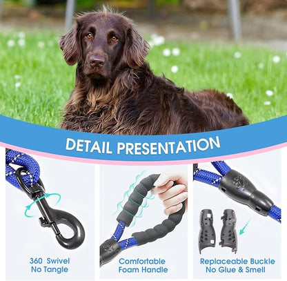 BAAPET 2/4/5/6 FT Dog Leash with Comfortable Padded Handle and Highly Reflective Threads for Small Medium and Large Dogs (5FT-1/2'', Navy Blue) BAAPET