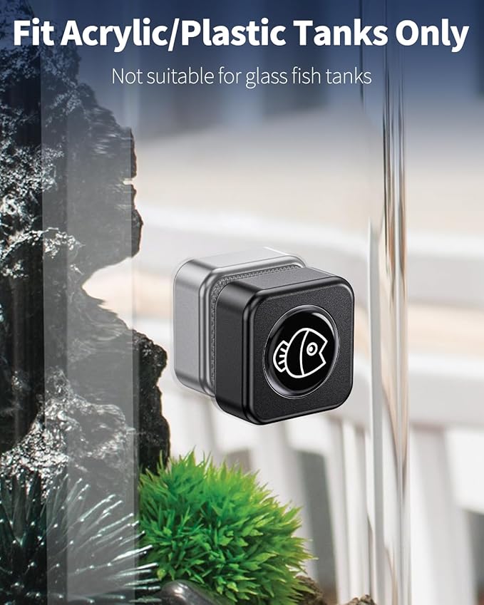 Pawfly Aquarium Magnetic Brush Fish Tank Cleaner 1 Inch Mini Stain Scrubber Pads Aquarium Cleaning Tool for 1/5 Inch Thick Fish Tank up to 10 Gallons (Non-Floatable) Pawfly