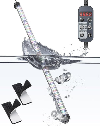 Pawfly 12W Aquarium LED Light 24/7 Fish Tank Light with Full Spectrum Brilliant White Blue Red Green Lights Multi-Colored LEDs with D/N Mode Single Color Effects Timer and Adjustable Brightness Pawfly