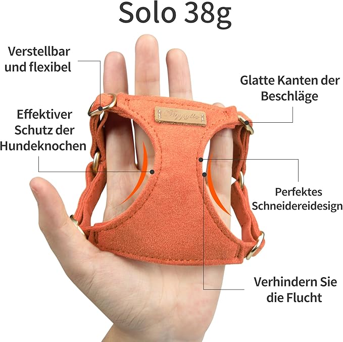 Puppytie No Pull Small Dog Harness with Multifunction Dog Leash,Lightweight Soft Adjustable No Choke Escape Proof Pet Harness Vest Pet Harness Vest,Orange,S Puppytie