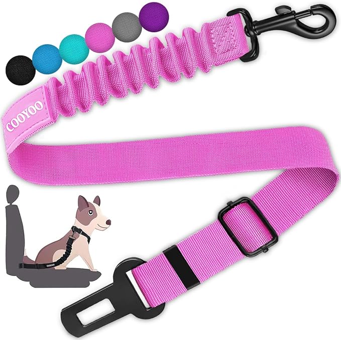 COOYOO Dog Seat Belt,3 Piece Set Retractable Dog Car Harness Adjustable Dog Seat Belt for Vehicle Nylon Pet Safety Seat Belts Heavy Duty & Elastic COOYOO