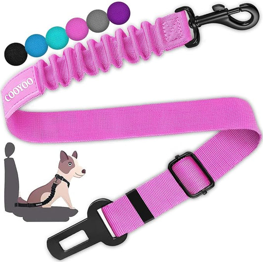COOYOO Dog Seat Belt,3 Piece Set Retractable Dog Car Harness Adjustable Dog Seat Belt for Vehicle Nylon Pet Safety Seat Belts Heavy Duty & Elastic COOYOO