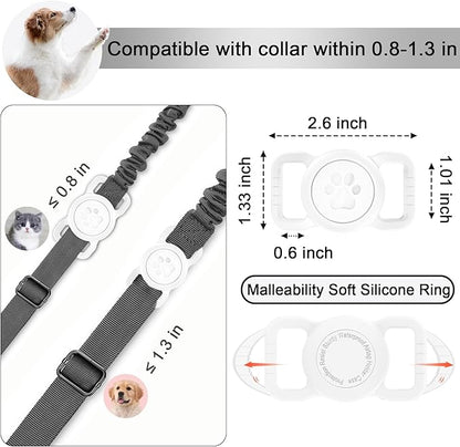 SANKALA Airtag Dog Collar Holder, [1 Pack] Waterproof Dog Airtag Holder, Silicone Full Body Covered Anti-Lost Protective Apple Air Tag Holder for Pet Collar - Fits All Width Collars, White SANKALA