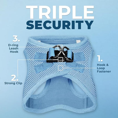 Voyager Step-In Air Dog Harness - All Weather Mesh, Reflective, No Pull Harness for Small, Medium Dogs, Cats - Secure with Hook & Loop Fastener, Buckle, Double D-Rings - Baby Blue, XXXS BestPetSuppliesLLC