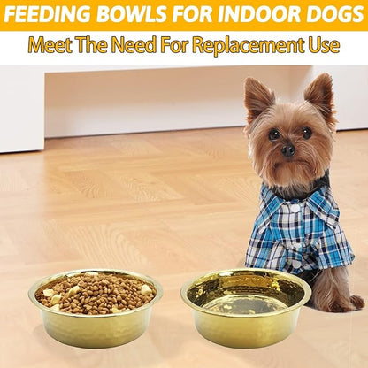 kathson 3pcs Premium Stainless Steel Dog Bowls, Hammered Thickened Metal Dog Bowl Feeding or Water Bowls for Small/Meidum/Large Sized Dogs&Cats Stackable Metal Cat Bowl Dishwasher Safe 5.5 Dia. - PAWPICO