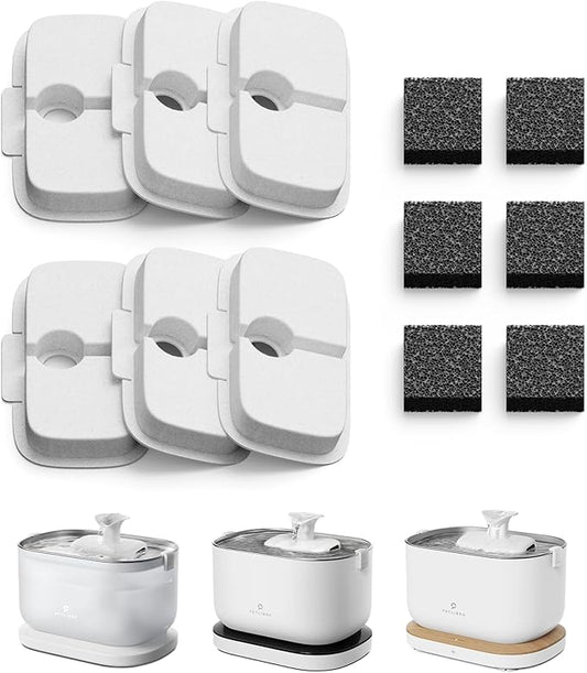 PETLIBRO 6 Packs Replacement Filters for Dockstream Cat Water Fountain PLWF105/PLWF115/PLWF005, 3 Months Set of Replacement Filters for Ultra Quiet Pet Water Fountain - PAWPICO