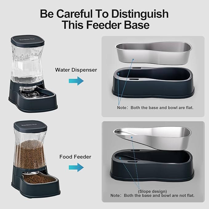 Gardner Pet Automatic Dog Water Dispenser Gravity Stainless Steel Waterer & Food Feeder Set, 100% BPA Free Large Capacity Feeding Bowls for Medium & Large-Sized Dogs Cats Other Pets -(1 Gallon x2) - PAWPICO