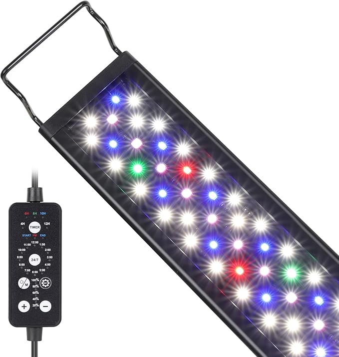 hygger 48W LED Aquarium Light, 48-54 Inch Fish Tank Light with Timer Auto On/Off, Sunrise Sunset Mode, Adjustable Brightness and Colors, Full Spectrum Light with Extendable Brackets for Freshwater hygger
