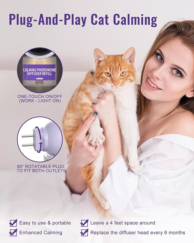 lesotc Cat Pheromones Calming Diffuser Effectively Relieve Anxiety Stress Cat Calming Diffuser Multicat Pheromones Diffuser Refill Reduce Fighting Spraying and Scratching Calm Relaxing Fits All Cats lesotcbrand